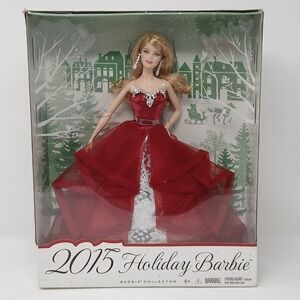 2015 Holiday Barbie Collector Red Christmas Gown Blonde Doll CHR76 Mattel New